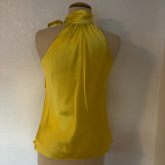 INC Sunny Yellow Silk Halter Tank - Picture 2 of 5